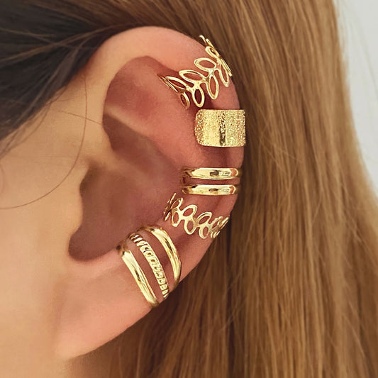 Natae Gold  Ear Cuff Non-Piercing Ear Clips Cartilage Earrings