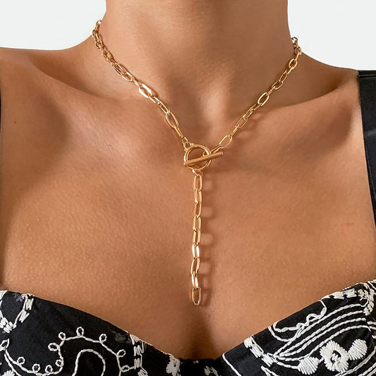 Karen Clasp Long Chain Choker Necklace