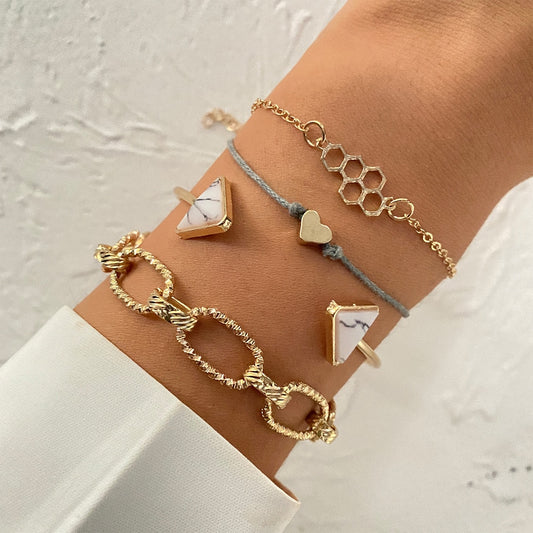 Val Layered Crystal Thick Chain Bracelet